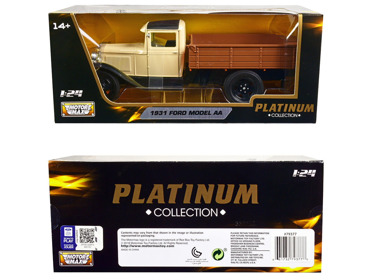 1931 Ford Model AA Pickup Truck Cream and Black 'Platinum Collection' Series 1/24 Diecast Model Car by Motormax