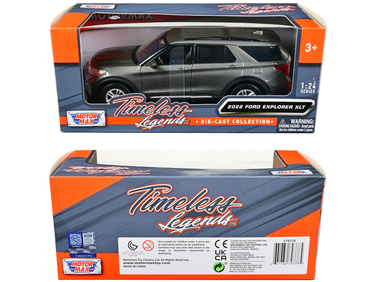 2022 Ford Explorer XLT Gray Metallic 'Timeless Legends' Series 1/24 Diecast Model Car by Motormax