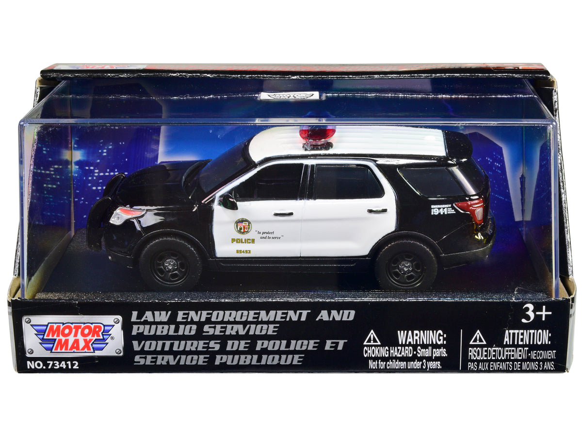 2015 Ford Police Interceptor Utility Black and White 'LAPD (Los Angeles Police Department)' 1/43 Diecast Model Car by Motormax