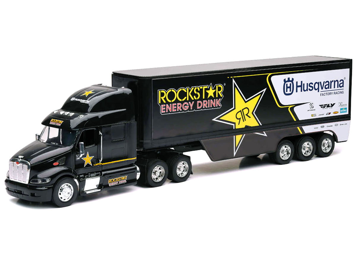Peterbilt 387 Semi-Truck Black 'Rockstar Energy Drink - Husqvarna Factory Racing' 1/32 Diecast Model by New Ray