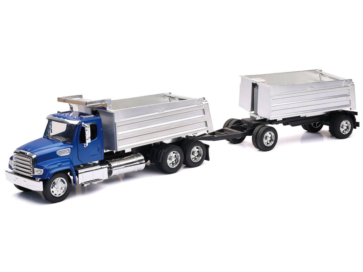 Freightliner 114SD Dump Truck with Twin Dump Body Blue 'Long Haul Trucker' Series 1/32 Diecast Model by New Ray