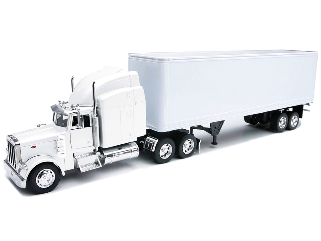 Peterbilt 379 Truck with Dry Goods Trailer White 'Long Haul Trucker' Series 1/32 Diecast Model by New Ray