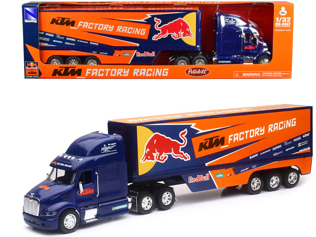 Peterbilt 387 Truck Dark Blue 'Red Bull - KTM Factory Racing' 1/32 Diecast Model by New Ray