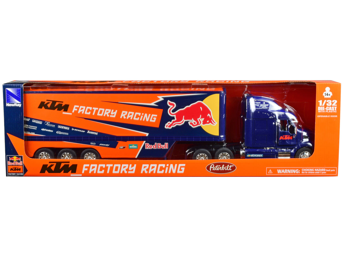 Peterbilt 387 Truck Dark Blue 'Red Bull - KTM Factory Racing' 1/32 Diecast Model by New Ray