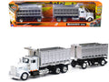 Kenworth W900 Dump Truck with Twin Dump Body White and Chrome 'Long Haul Trucker' Series 1/43 Diecast Model by New Ray