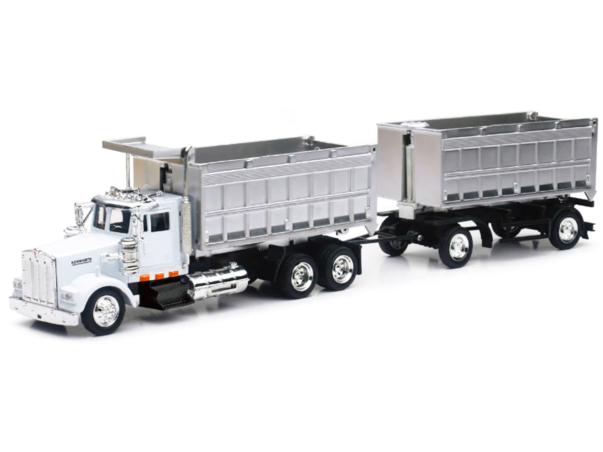 Kenworth W900 Dump Truck with Twin Dump Body White and Chrome 'Long Haul Trucker' Series 1/43 Diecast Model by New Ray