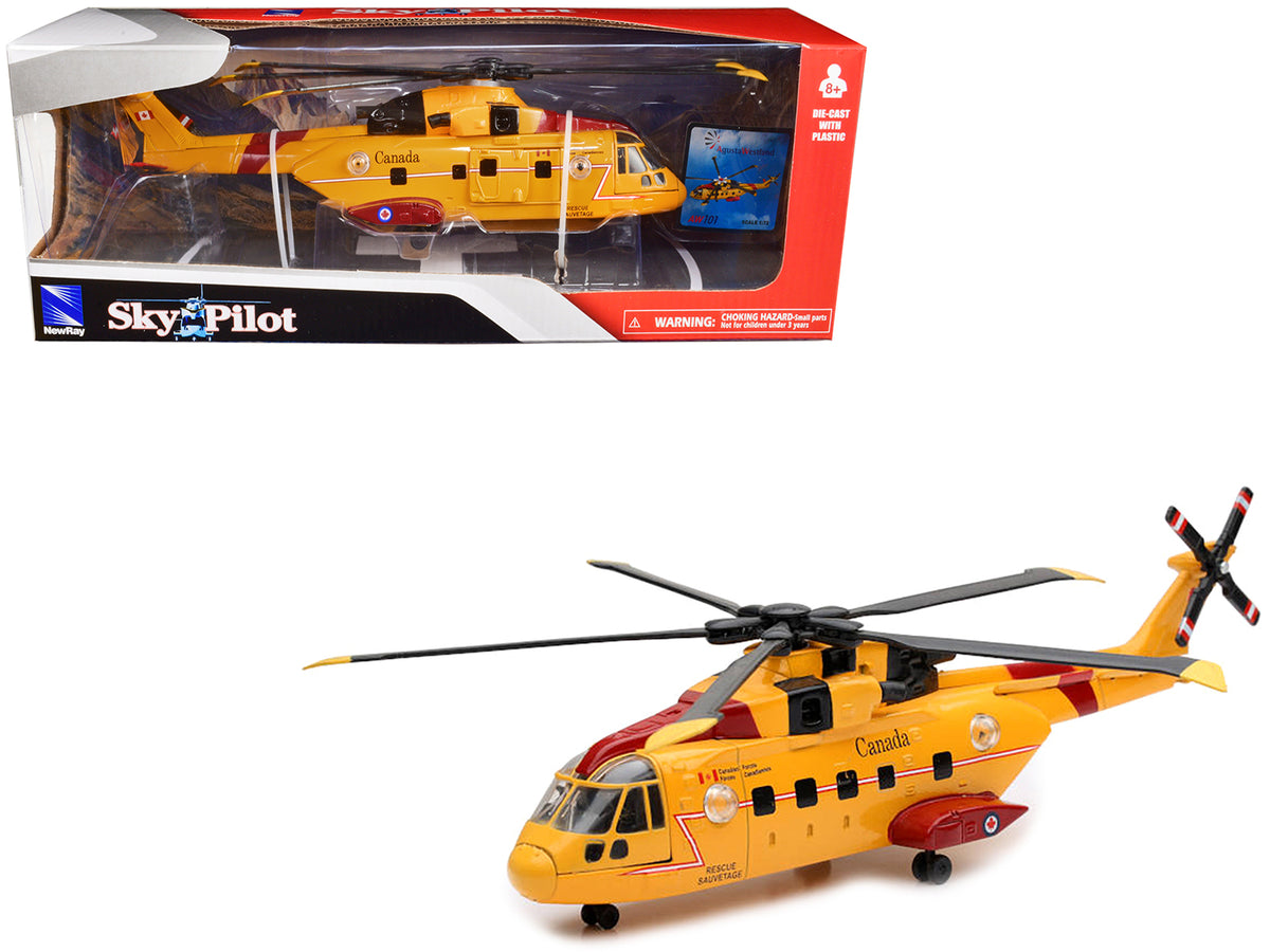 AgustaWestland AW101 (EH101) Helicopter Yellow 'Canada Forces Search & Rescue' 'Sky Pilot' Series 1/72 Diecast Model by New Ray