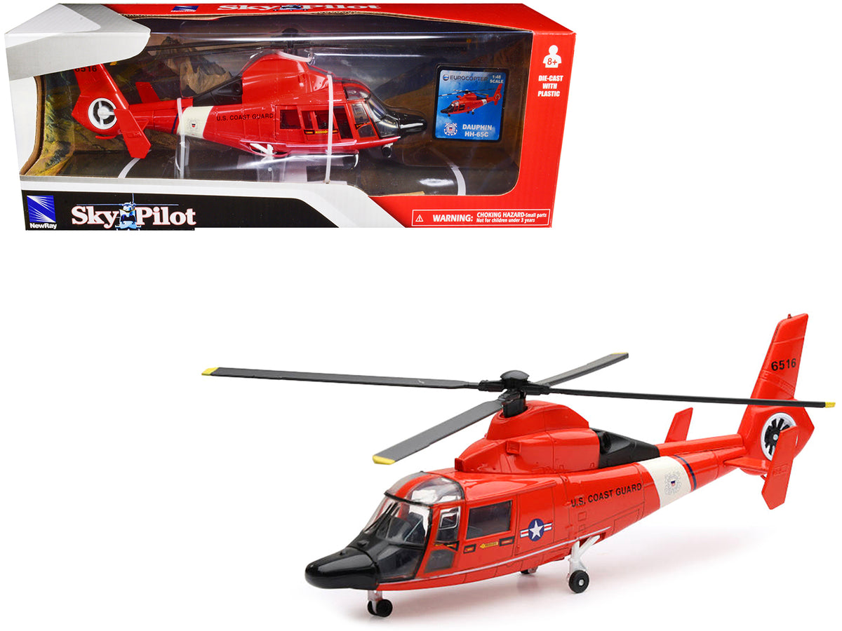 Eurocopter Dauphin HH-65C Helicopter Red 'United States Coast Guard' 'Sky Pilot' Series 1/48 Diecast Model by New Ray