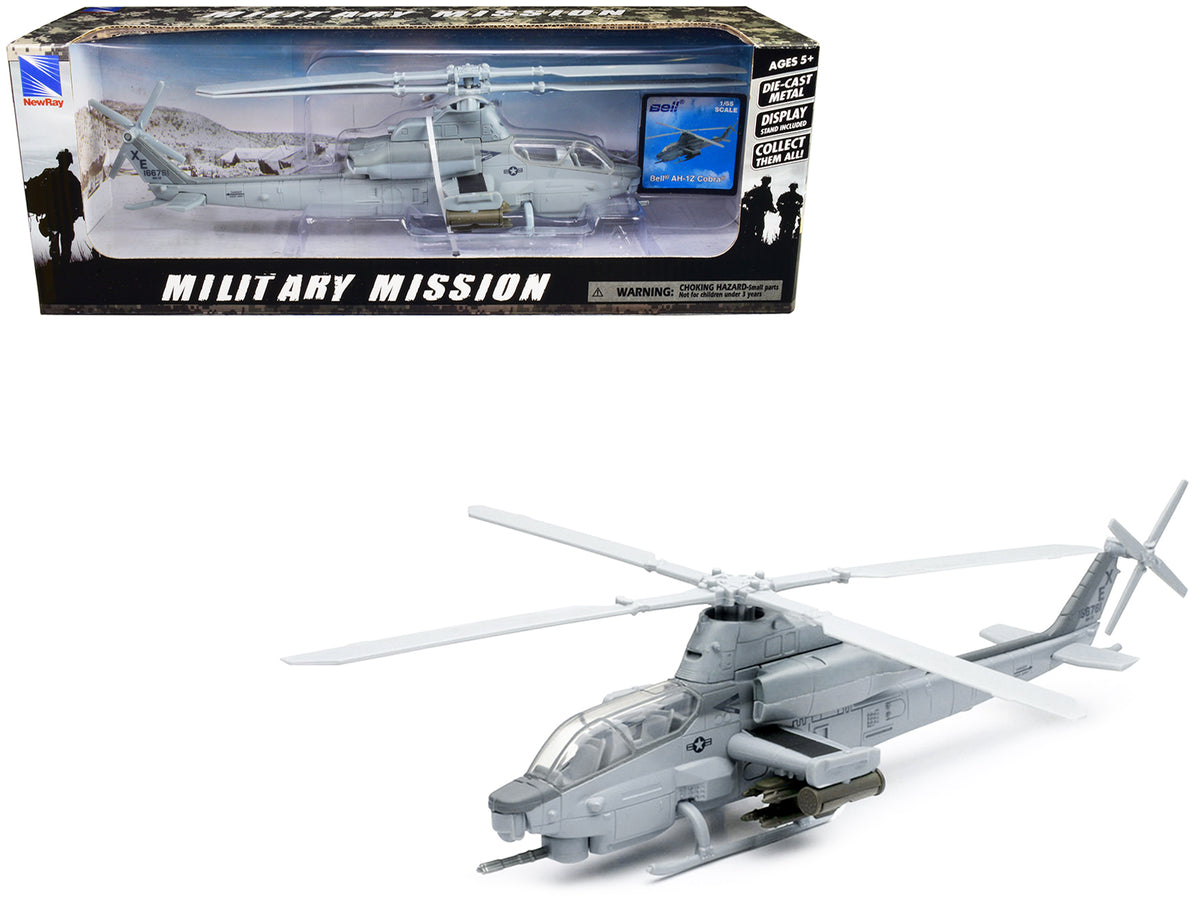 Bell AH-1Z Cobra Helicopter Gray 'US Air Force' 'Military Mission' Series 1/55 Diecast Model by New Ray