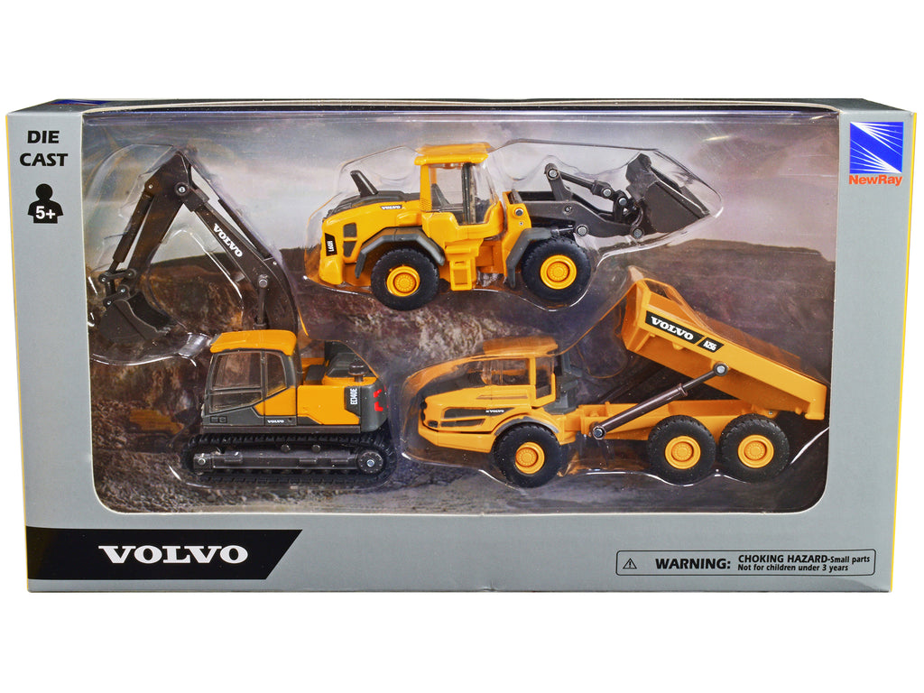 'Volvo Construction Vehicles' Set of 3 pieces Diecast Models by New Ray