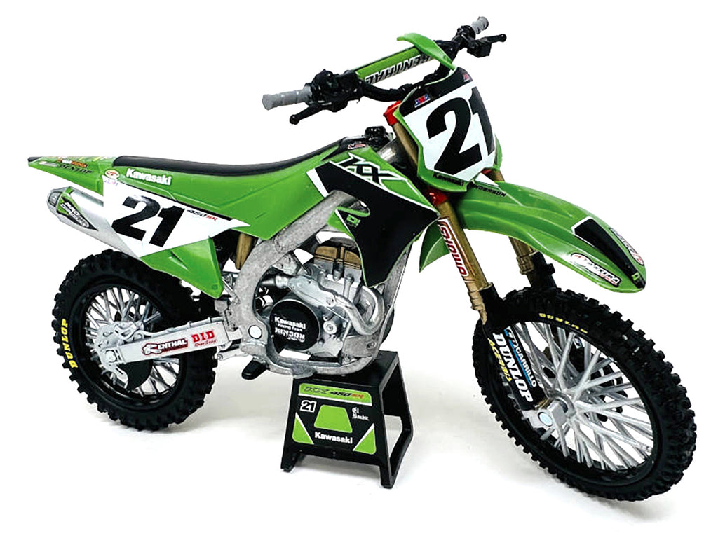 Kawasaki KX450SR Dirt Bike Motorcycle #21 Jason Anderson Green and Black 'Kawasaki Racing Team' 1/6 Model by New Ray