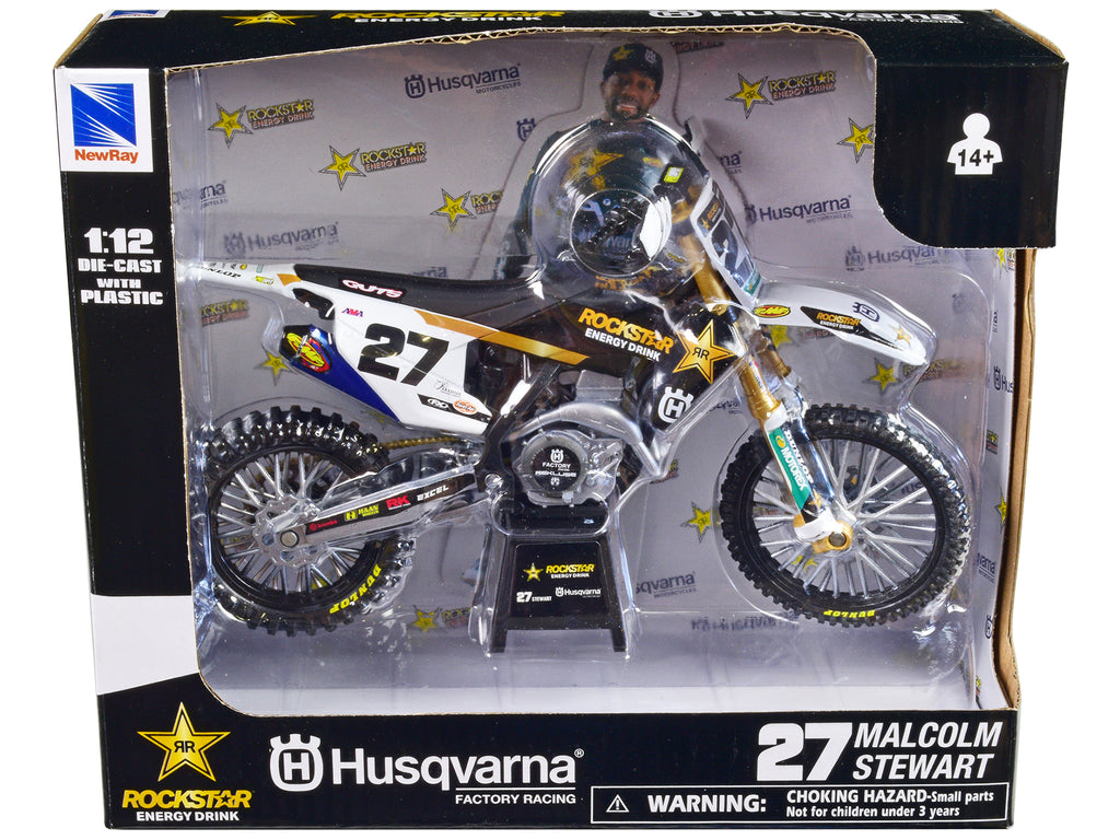 Husqvarna FC450 Motorcycle #27 Malcolm Stewart 'Rockstar Energy Drink' 1/12 Diecast Model by New Ray