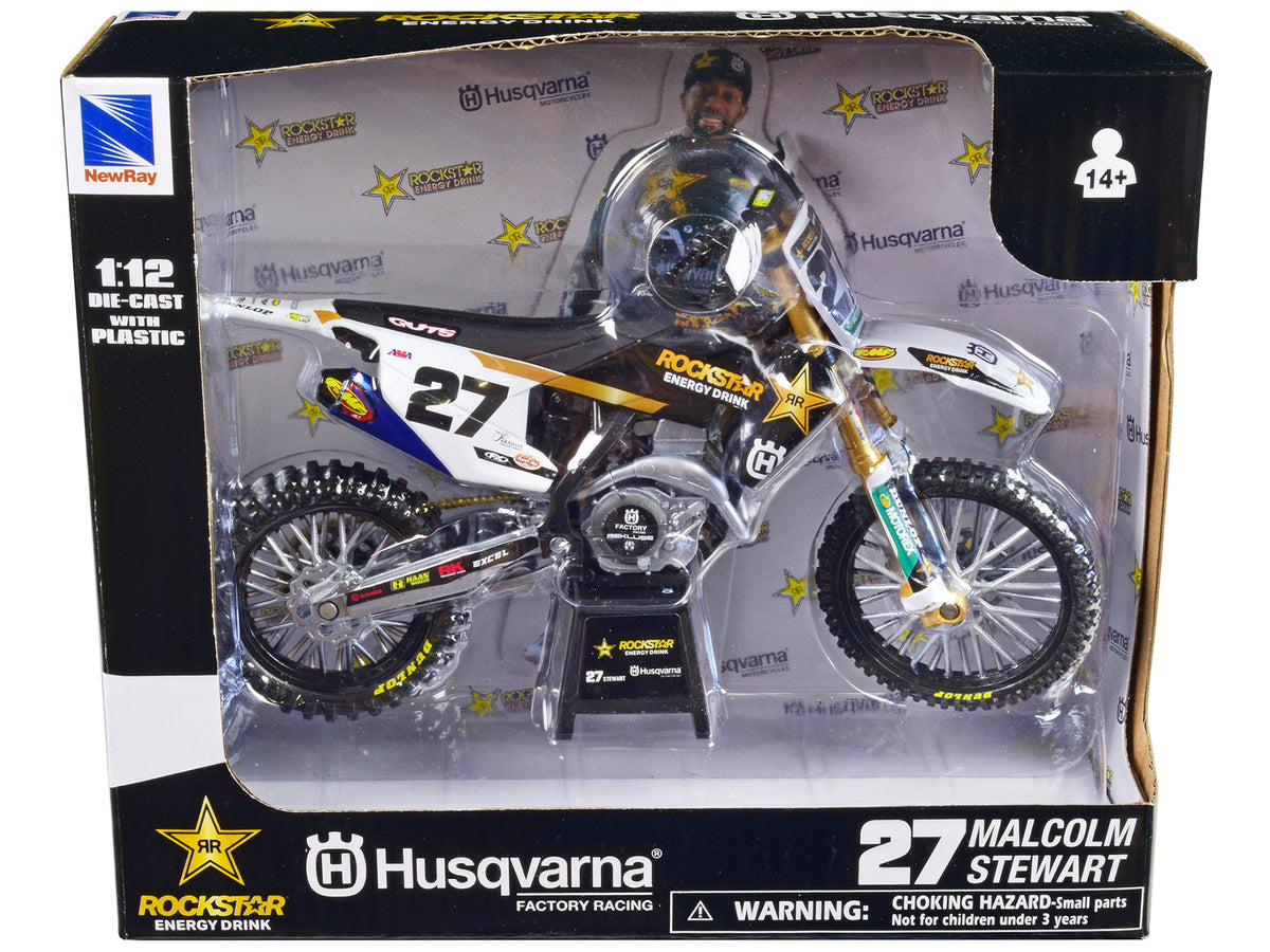Husqvarna FC450 Motorcycle #27 Malcolm Stewart 'Rockstar Energy Drink' 1/12 Diecast Model by New Ray
