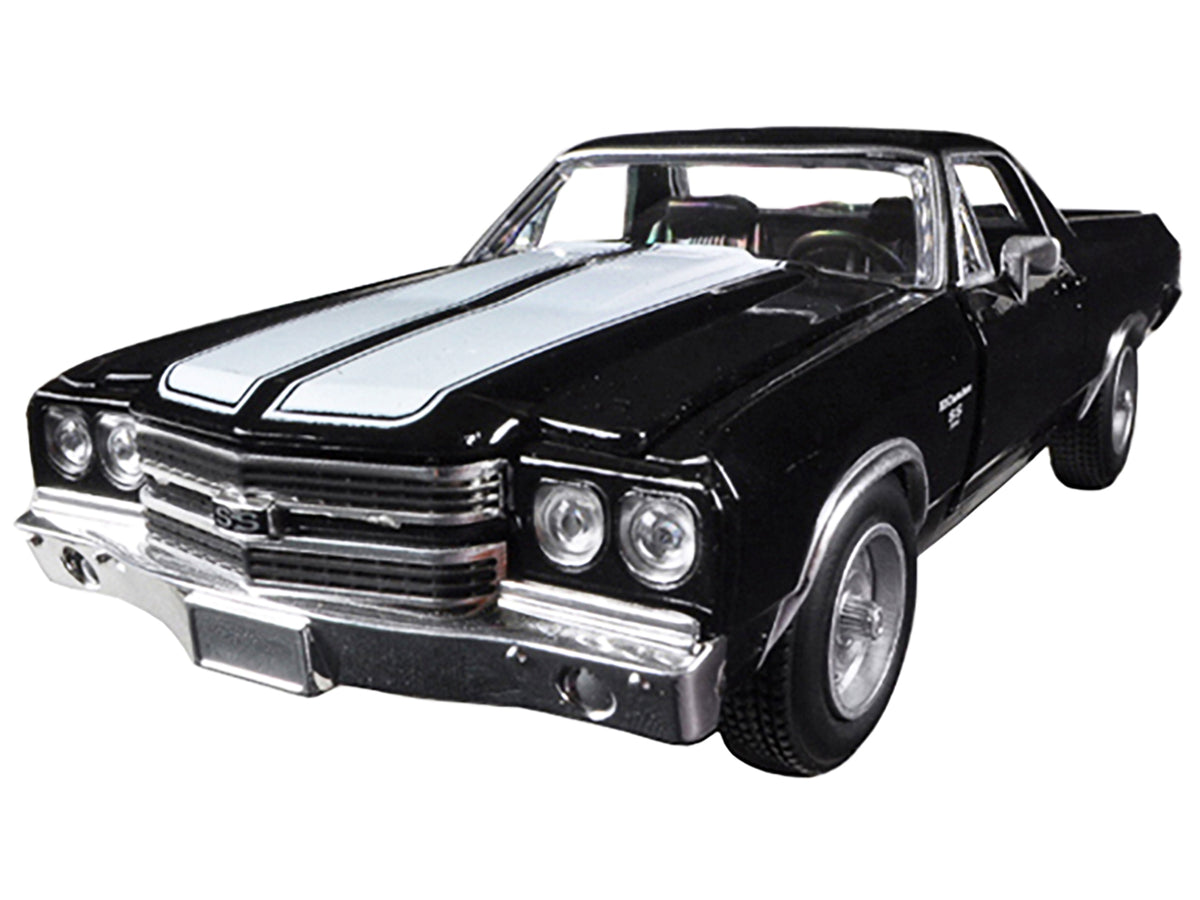 1970 Chevrolet El Camino SS Black with White Stripes 'Muscle Car Collection' 1/25 Diecast Model Car by New Ray