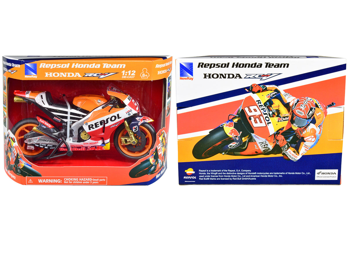 Honda RC213V Motorcycle #93 Marc Marquez 'Repsol Honda Team' MotoGP (2015) 1/12 Diecast Model by New Ray