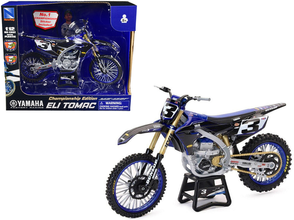 Yamaha YZ450F Championship Edition Motorcycle #3 Eli Tomac 'Yamaha Factory Racing' 1/12 Diecast Model by New Ray