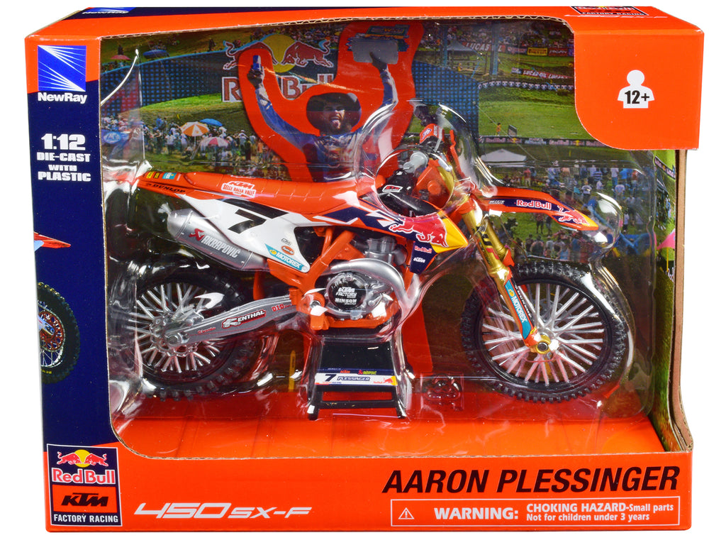 KTM 450 SX-F Motorcycle #7 Aaron Plessinger 'Red Bull KTM Factory Racing' 1/12 Diecast Model by New Ray