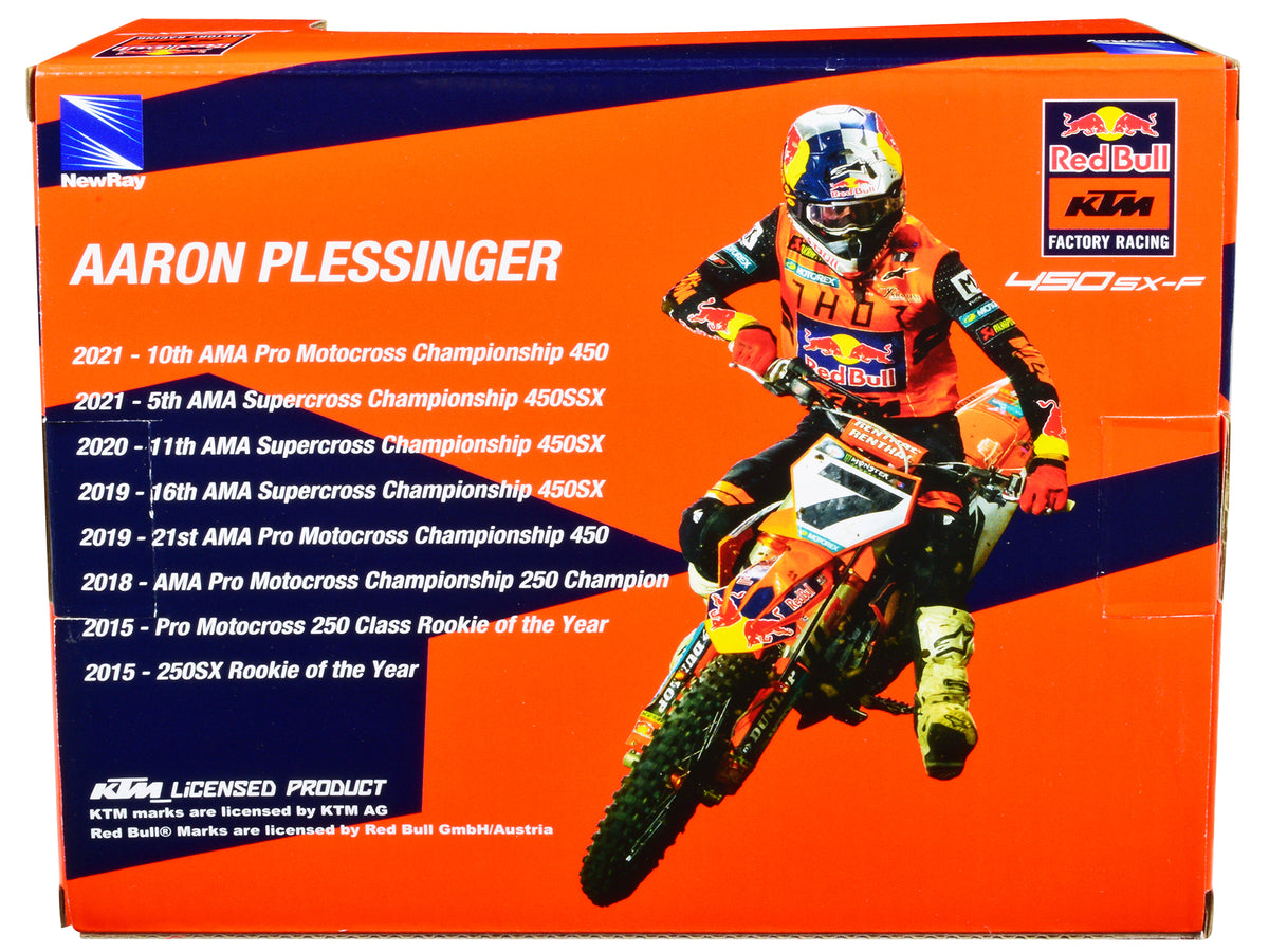 KTM 450 SX-F Motorcycle #7 Aaron Plessinger 'Red Bull KTM Factory Racing' 1/12 Diecast Model by New Ray