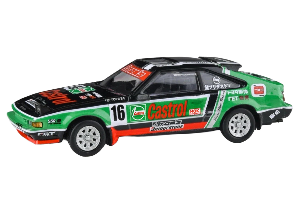 1984 Toyota Celica Supra #16 'Castrol Livery' Black and Green with Graphics 1/64 Diecast Model Car by Paragon Models
