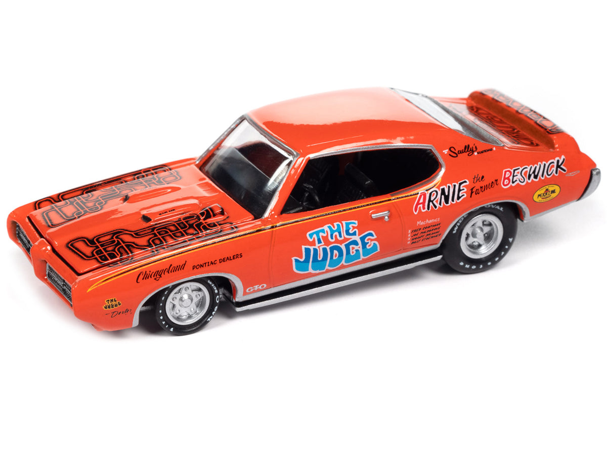 1969 Pontiac GTO Orange with Graphics 'The Judge - Arnie 'The Farmer' Beswick' 'Racing Champions Mint 2023' Release 1 Limited Edition to 2500 pieces Worldwide 1/64 Diecast Model Car by Racing Champions