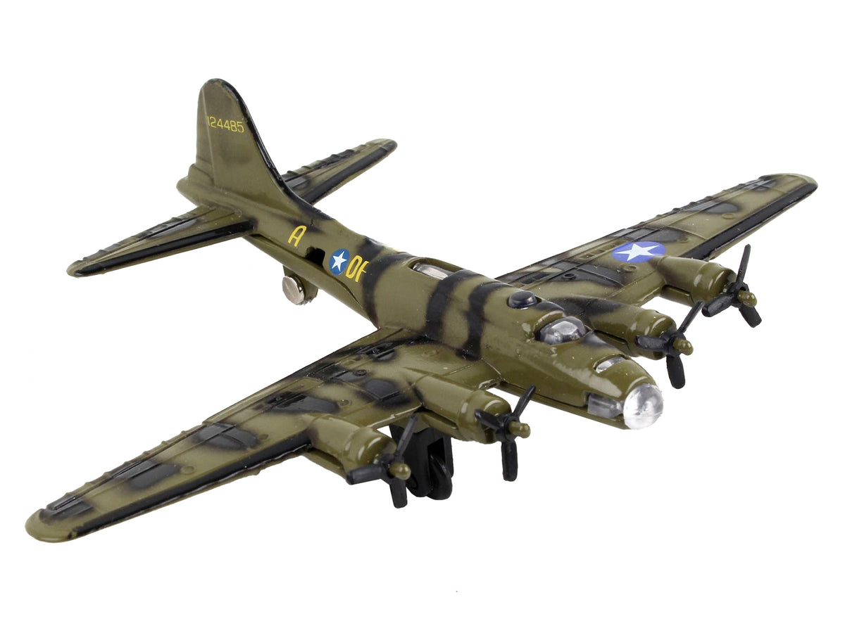 Boeing B-17 Flying Fortress Bomber Aircraft Olive Green Camouflage 'United States Army Air Force' with Runway Section Diecast Model Airplane by Runway24