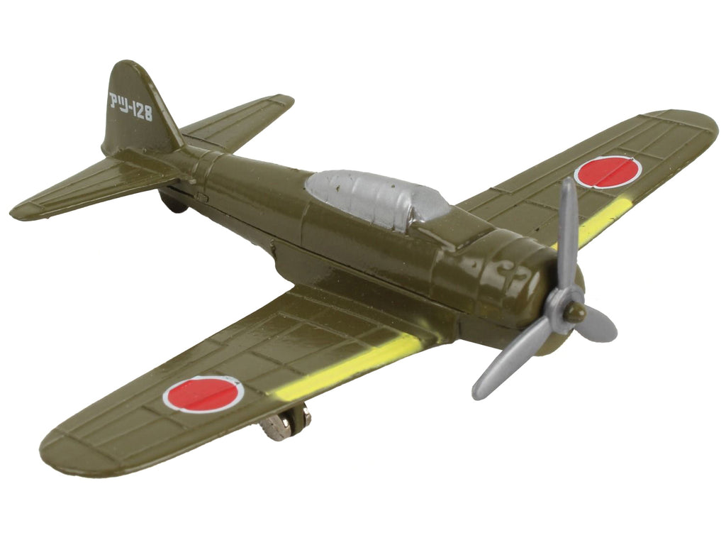 Mitsubishi A6M Zero Fighter Aircraft Green 'Imperial Japanese Navy Air Service' with Runway Section Diecast Model Airplane by Runway24