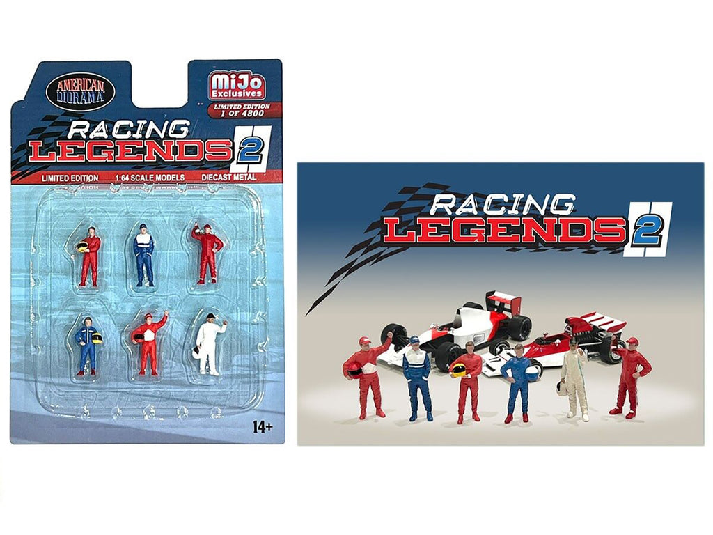 'Racing Legends 2' 6 piece Diecast Set (6 Driver Figures) Limited Edition to 4800 pieces Worldwide for 1/64 Scale Models by American Diorama