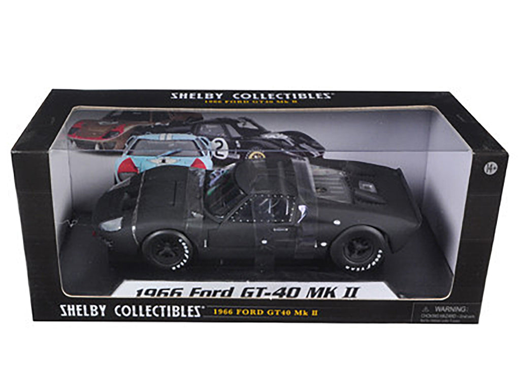 1966 Ford GT-40 GT40 MK 2 Matt Black 1/18 Diecast Car Model by Shelby Collectibles