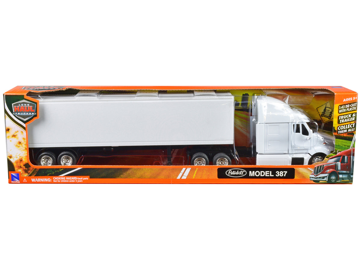 Peterbilt 387 Truck with Dry Goods Trailer White 'Long Haul Trucker' Series 1/43 Diecast Model by New Ray