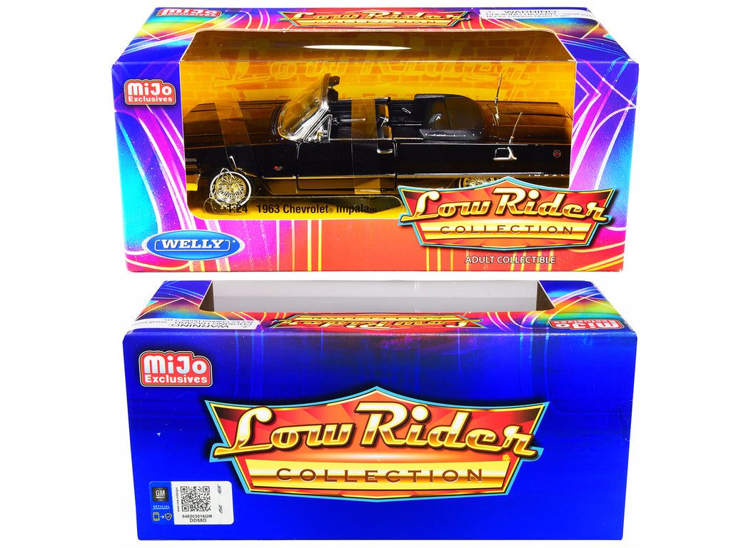1963 Chevrolet Impala SS Convertible Black 'Low Rider Collection' 1/24 Diecast Model Car by Welly